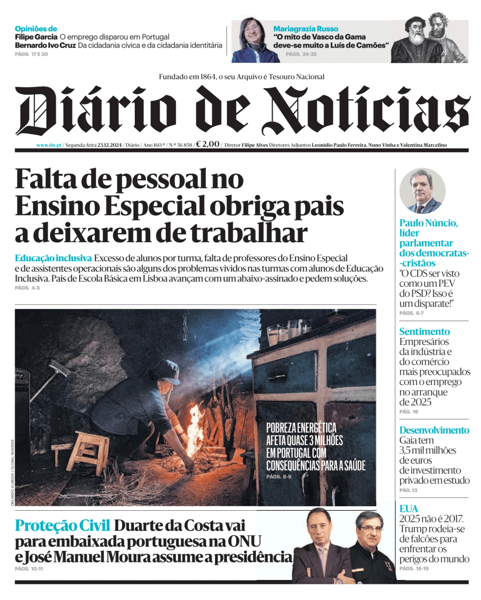 Prima-pagina-Diario de Noticias-edizione-di-oggi-20241223